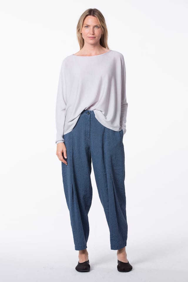 Trousers 523 wash - Linen Cotton Herringbone Delavé - 570DENIM - 10250110098