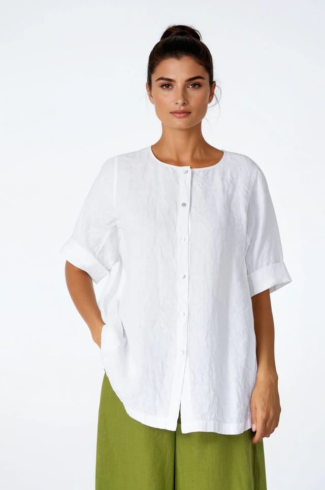 Blouse 519 - Pure Linen - 103WHITE - 10250110108
