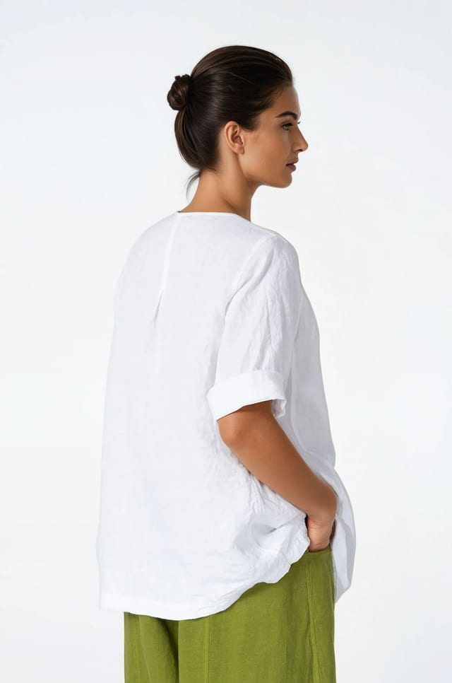 Blouse 519 - Pure Linen - 103WHITE - 10250110108
