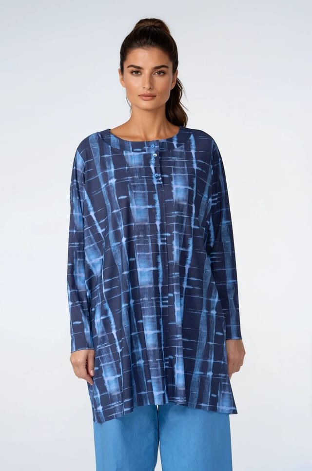 Bluse 538 - Ultraleichter Techno-Stretch mit Shibori-Druck - 440HEAVEN - 10250110121