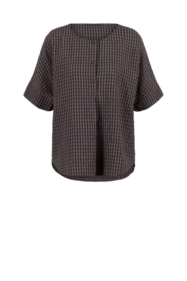 Bluse 525 wash - Leinen-Baumwoll Vichy Delavé - 880METAL - 10250110127