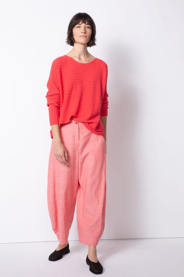 Trousers 536 - Linen Cotton Chambray - 350DAHLIA - 10250110135