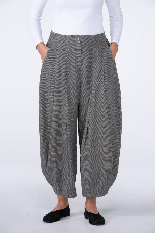 Trousers 531 - Small Gingham Check on Pure Linen - 830GRIT - 10250110143