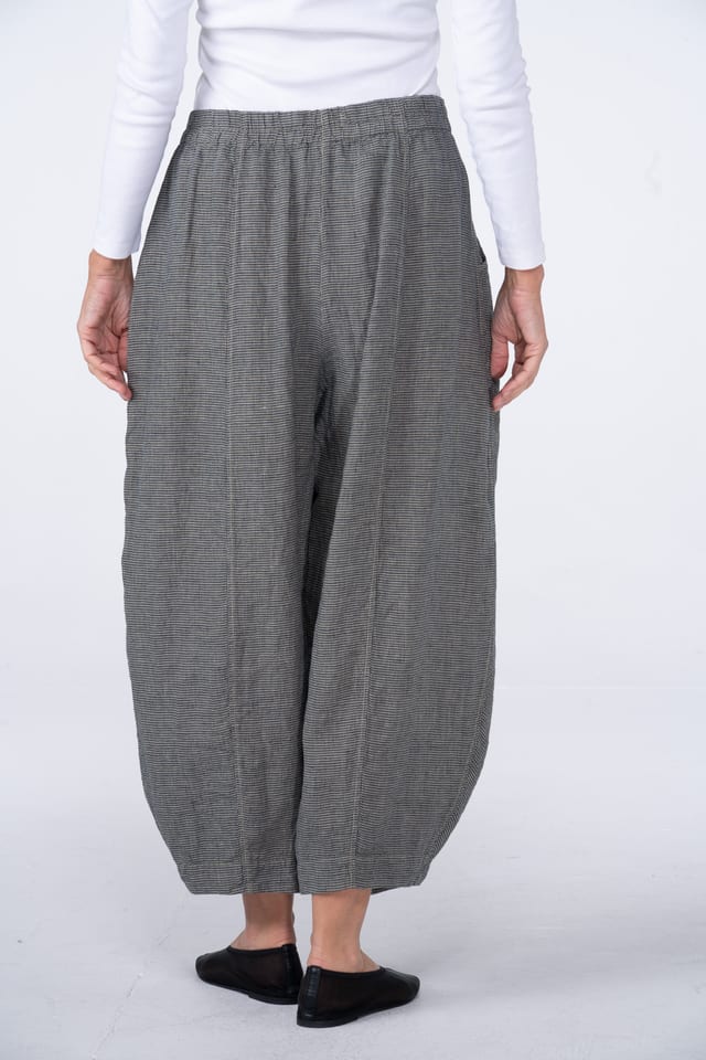 Trousers 531 - Small Gingham Check on Pure Linen - 830GRIT - 10250110143