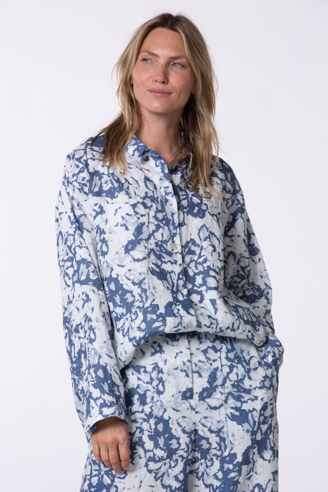 Bluse 531 - Garten' Druck auf Leinen - 570DENIM - 10250110147