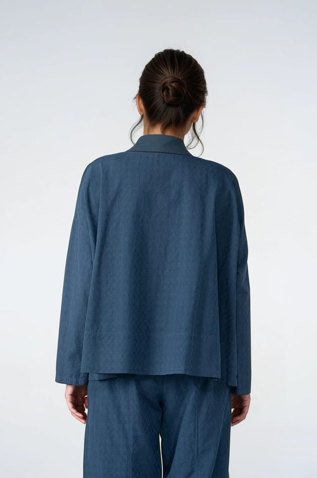 Bluse 533 - Zweifarbiges Schaftmuster aus reiner Baumwolle - 570DENIM - 10250110149