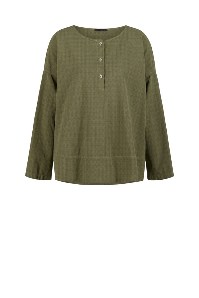 Bluse 533 - Zweifarbiges Schaftmuster aus reiner Baumwolle - 720CALLA - 10250110149