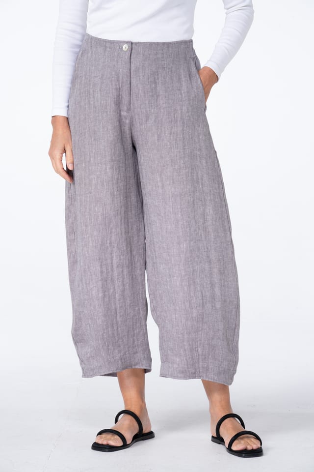 Trousers 545 - Pure Linen Two-tone Herringbone - 880METAL - 10250110152