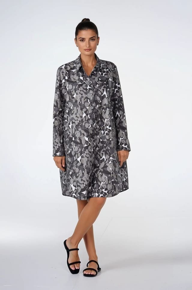Dress 530 wash - Lunaria' Flower Print on Poplin - 880METAL - 10250110153