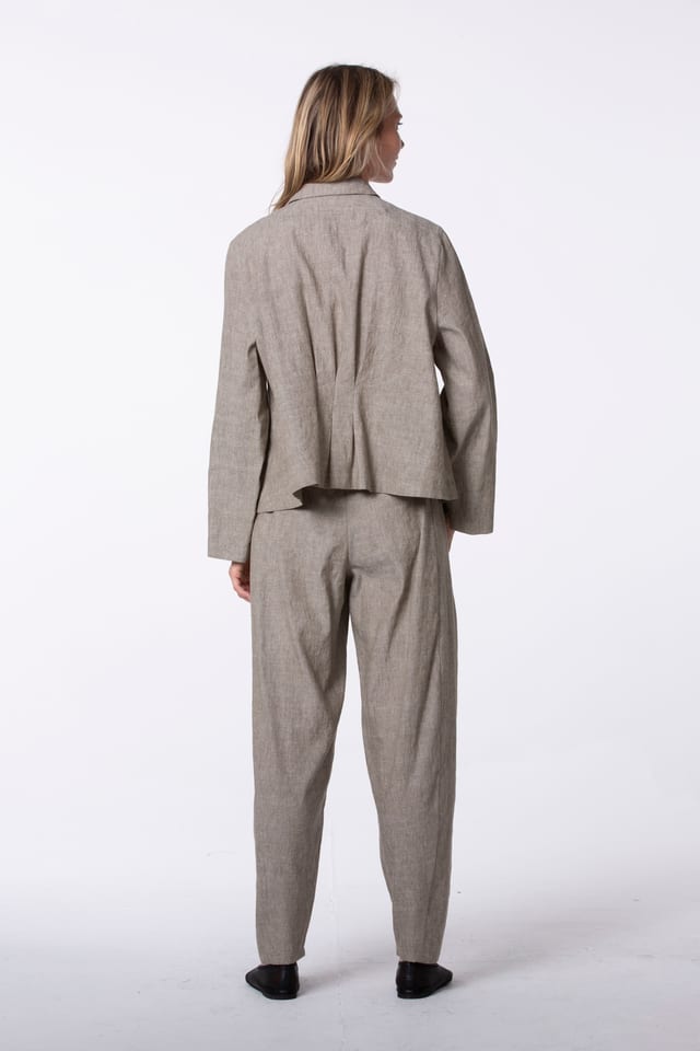 Trousers 546 - Linen Cotton Chambray - 780IVY - 10250110159