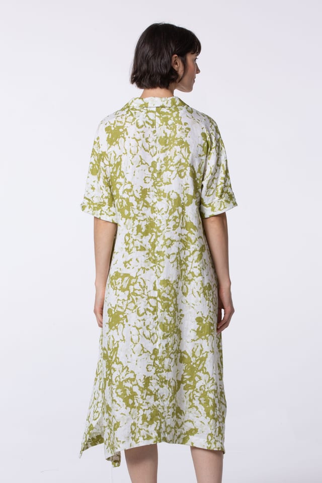 Dress 538 - Garden' Print on Linen - 750MATCHA - 10250110163
