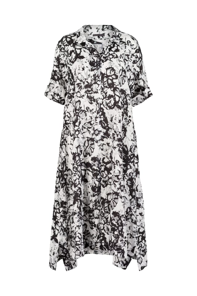 Dress 538 - Garden' Print on Linen - 990BLACK - 10250110163