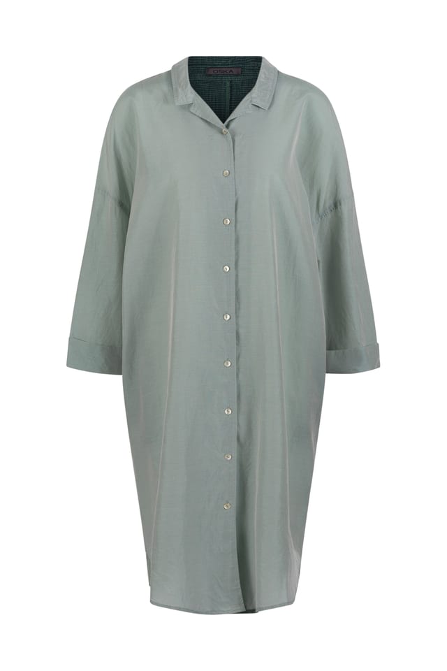 Dress 539 wash - Fine Striped Cotton Cupro Rips - 670MINERAL - 10250110164