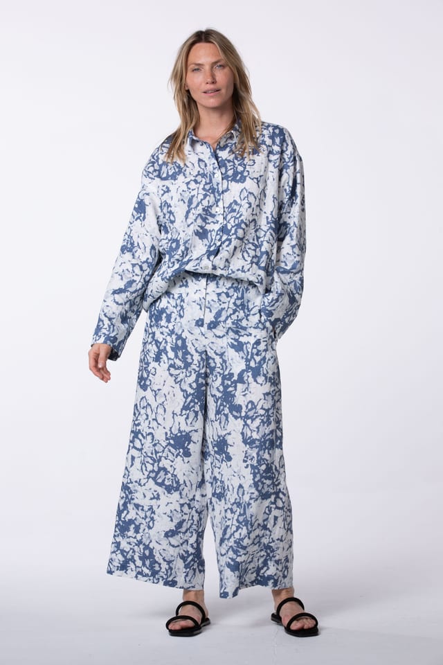 Trousers 548 - Garden' Print on Linen - 570DENIM - 10250110165