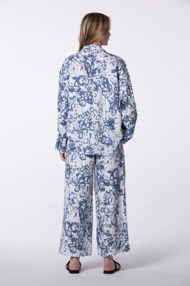 Trousers 548 - Garden' Print on Linen - 570DENIM - 10250110165