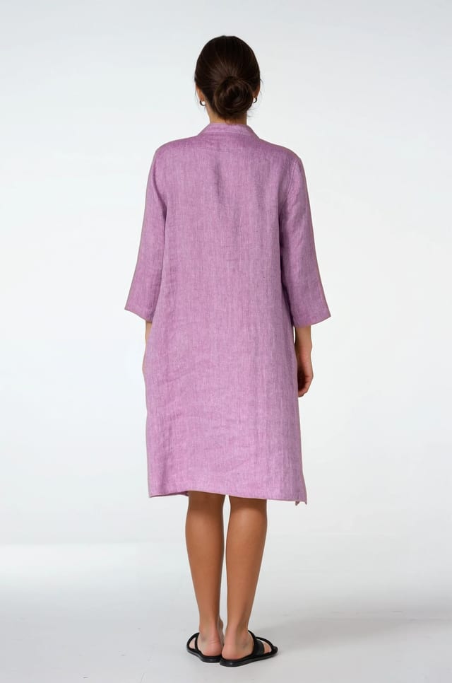 Dress 540 - Pure Linen Two-tone Herringbone - 370PURPLE - 10250110168