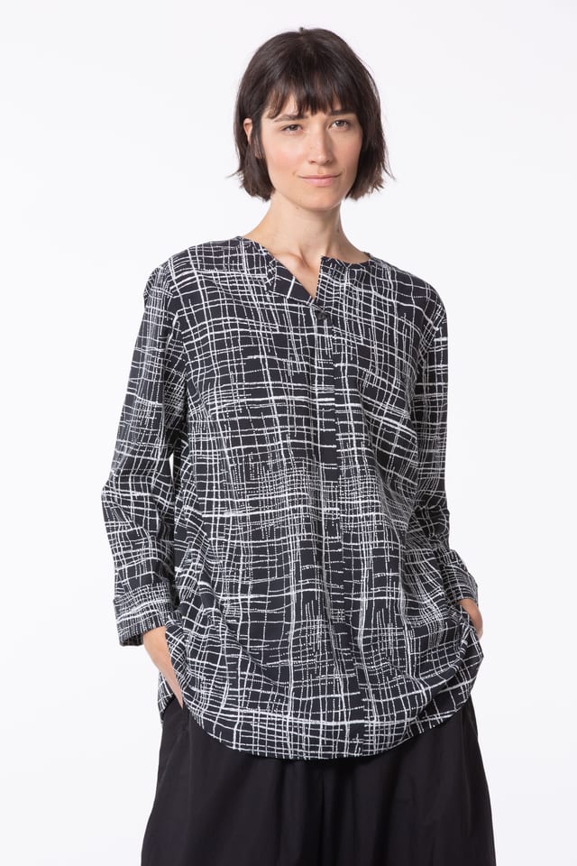 Blouse 536 wash - Mini Dots' Print on Cotton-Viscose Blend - 990BLACK - 10250110173