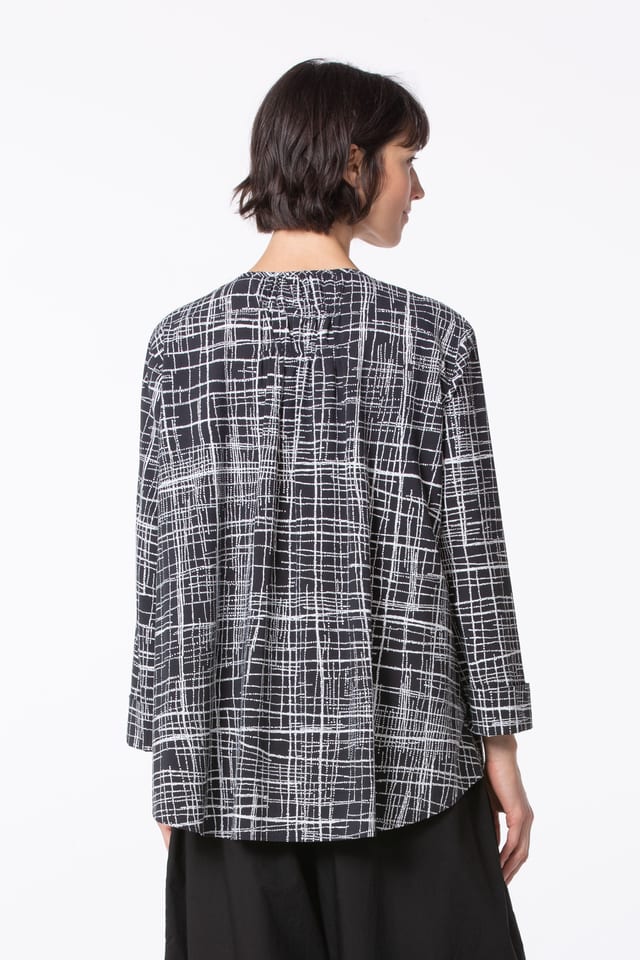 Blouse 536 wash - Mini Dots' Print on Cotton-Viscose Blend - 990BLACK - 10250110173