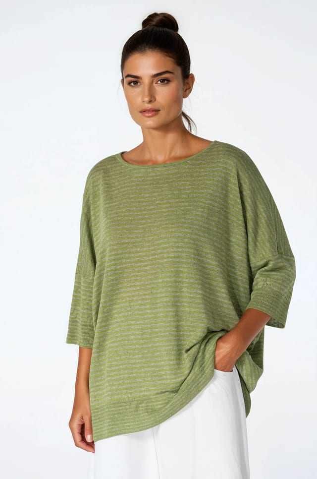 Pullover 519 - Pure Linen - 750MATCHA - 10250113020