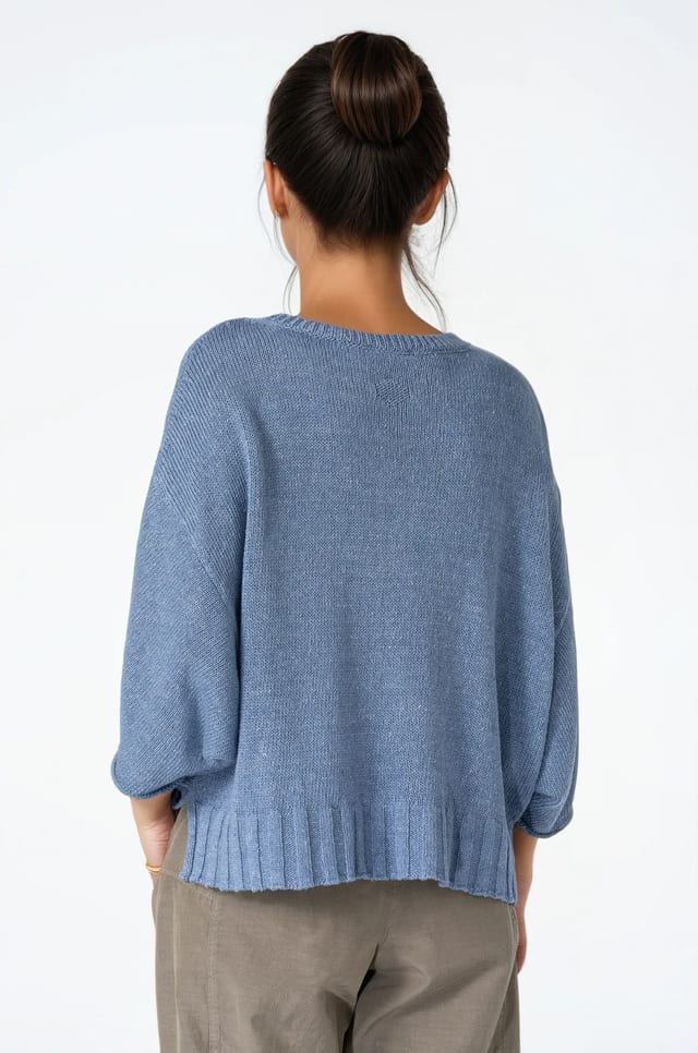 Pullover 528 - Linen Cotton Blend - 570DENIM - 10250113029