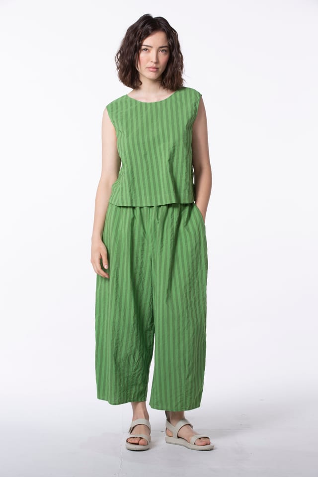 Trousers 510 - Pure Cotton with Chambray Stripes - 740GARDEN - 60250110029