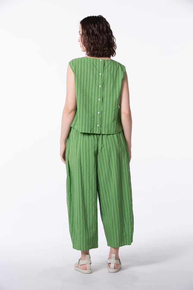 Trousers 510 - Pure Cotton with Chambray Stripes - 740GARDEN - 60250110029