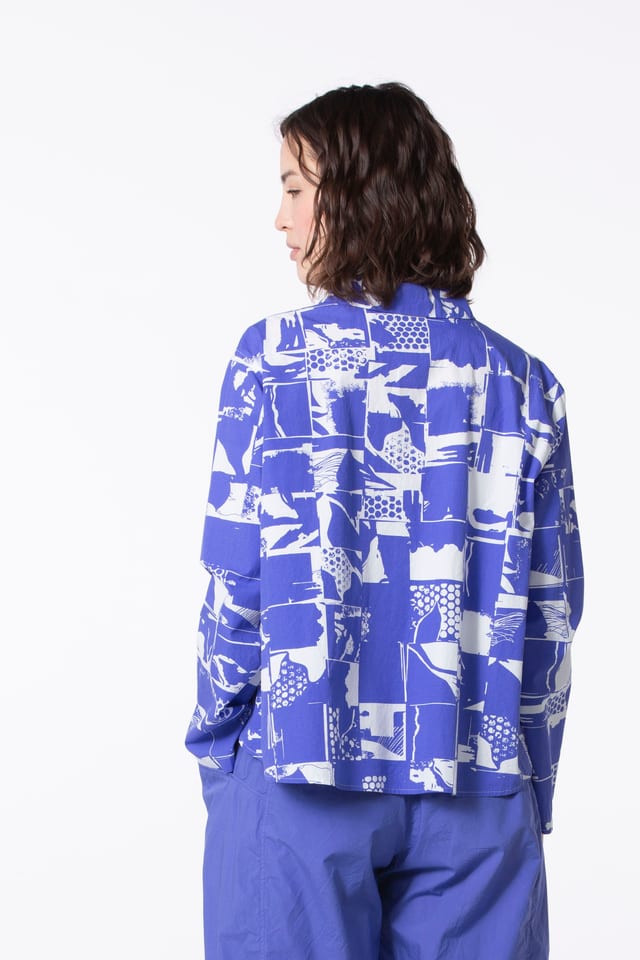 Bluse 506 wash - Collage' Druck auf Baumwollpopeline - 380IRIS - 60250110032