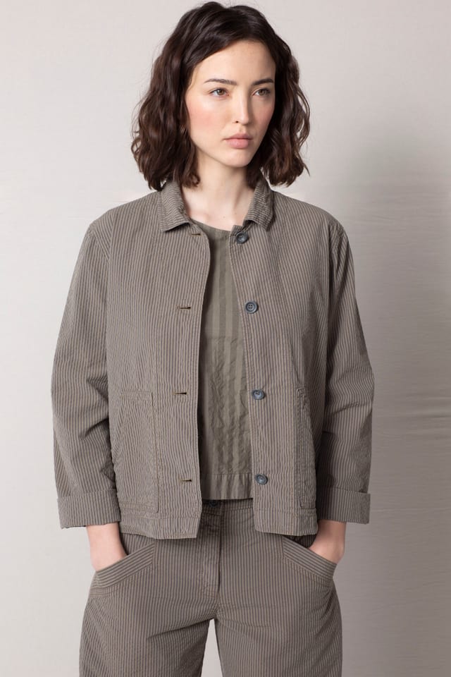 Jacke 501 - Reine Baumwolle mit Seersucker Streifen - 770BRANCH - 60250110033