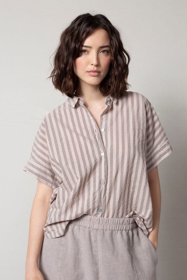 Blouse 510 - Pure Cotton with Chambray Stripes - 60250110037