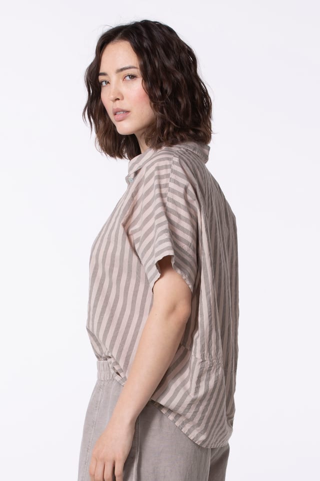 Blouse 510 - Pure Cotton with Chambray Stripes - 60250110037