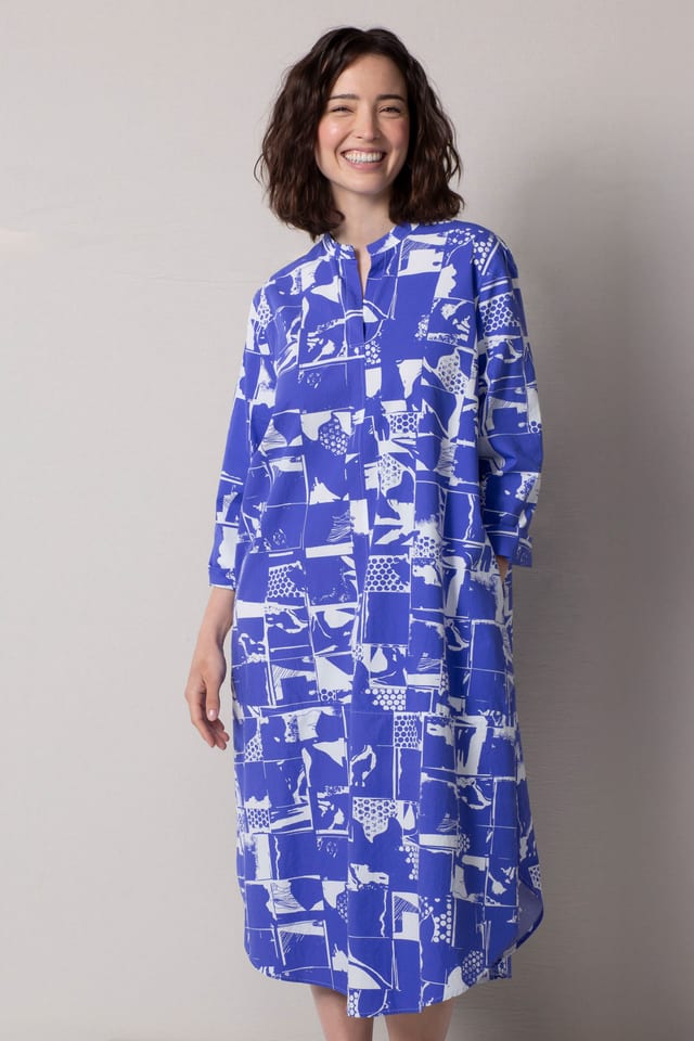 Kleid 511 wash - Collage' Druck auf Baumwollpopeline - 380IRIS - 60250110051