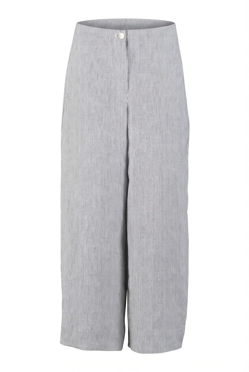 Trousers 614 - Linen stripes variations - 991BLACK - 10260110504