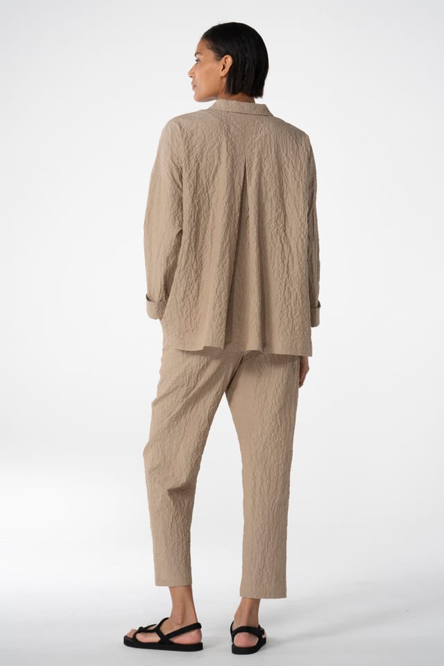 Trousers 615 - Chambray seersucker - 840DUNE - 10260110505