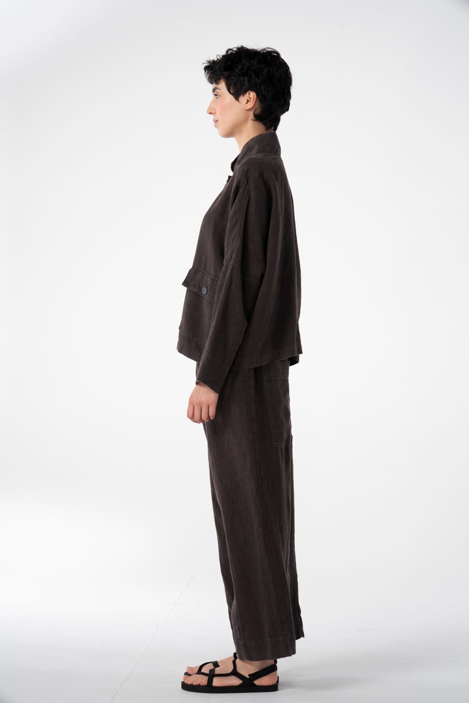 Trousers 617 - Heavy linen - 480SHALE - 10260110507