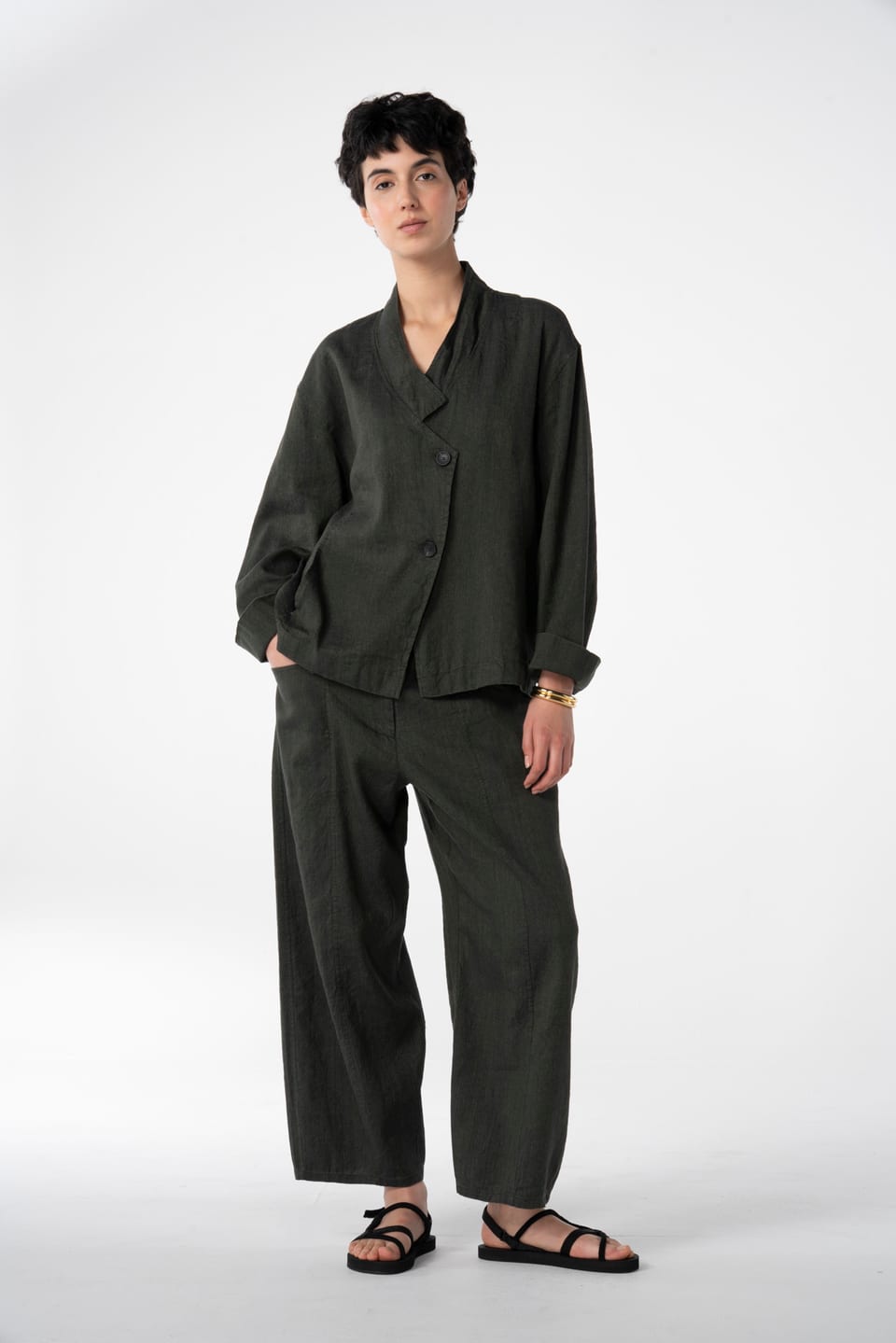 Broek 619 wash - Katoen-linnenmix delavé - 780PALMTREE - 10260110509