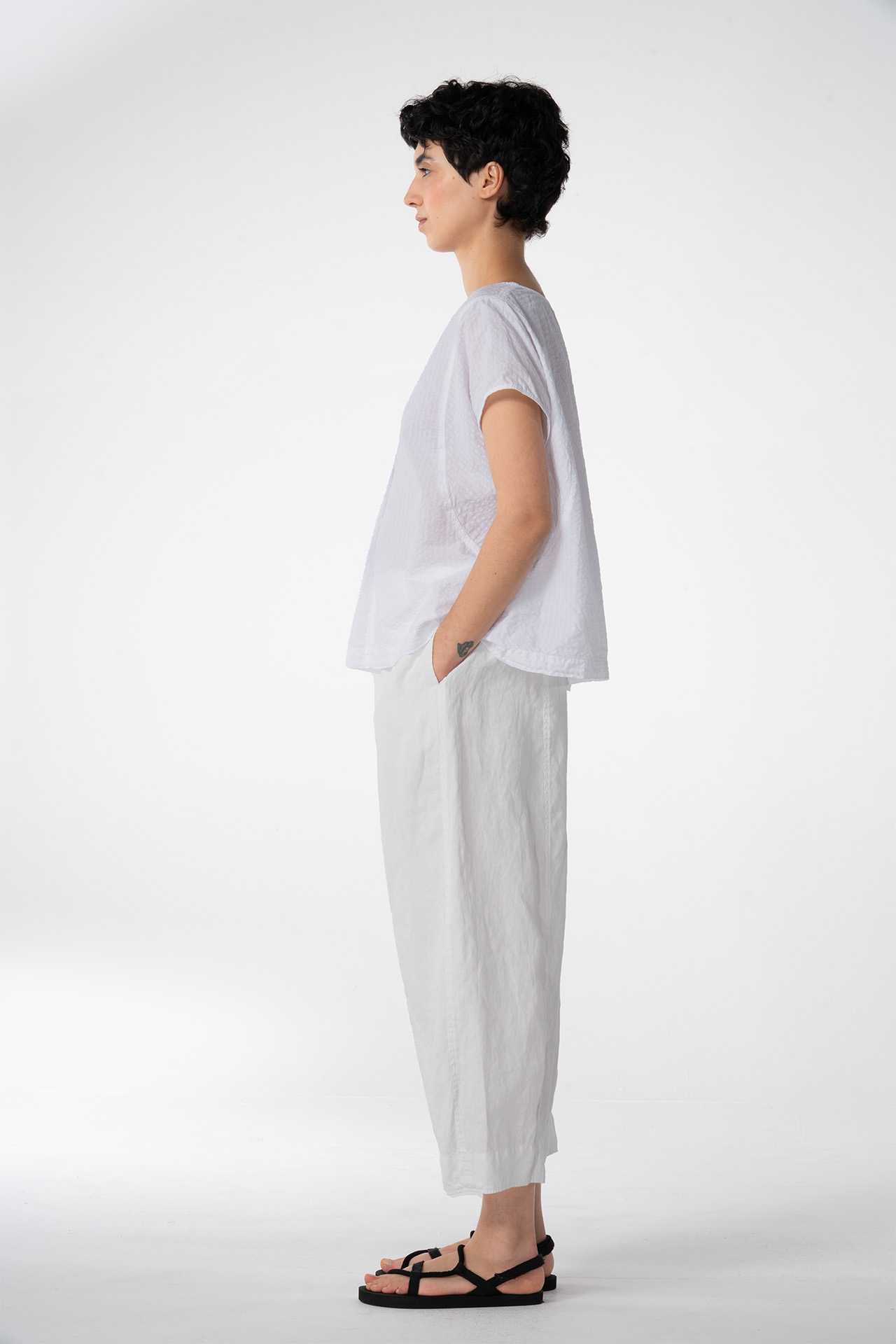 Trousers 620 White Pure linen