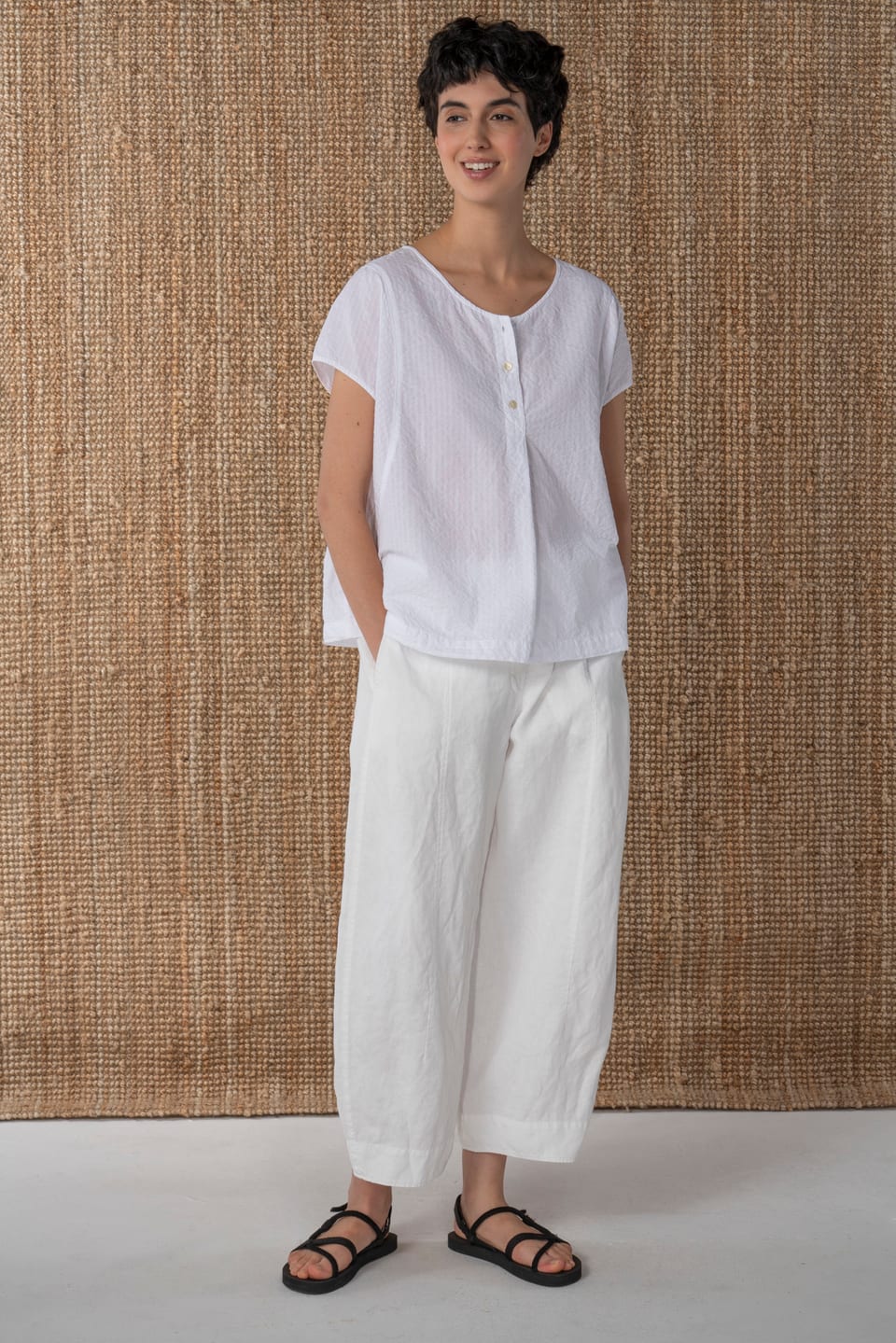 Trousers 620 - Pure linen - 103WHITE - 10260110510