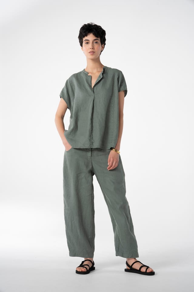 Trousers 621 - Pure linen - 652ALOE - 10260110511