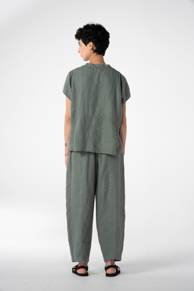 Trousers 621 - Pure linen - 652ALOE - 10260110511