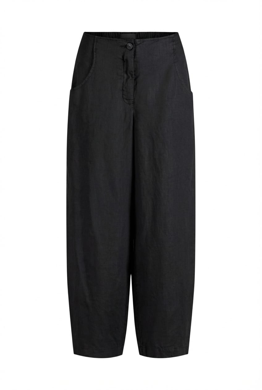 Trousers 621 - Pure linen - 990BLACK - 10260110511