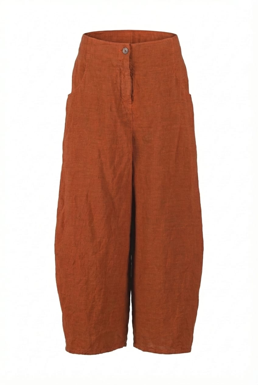 Trousers 622 - Linen fine stripes - 230RUST - 10260110512