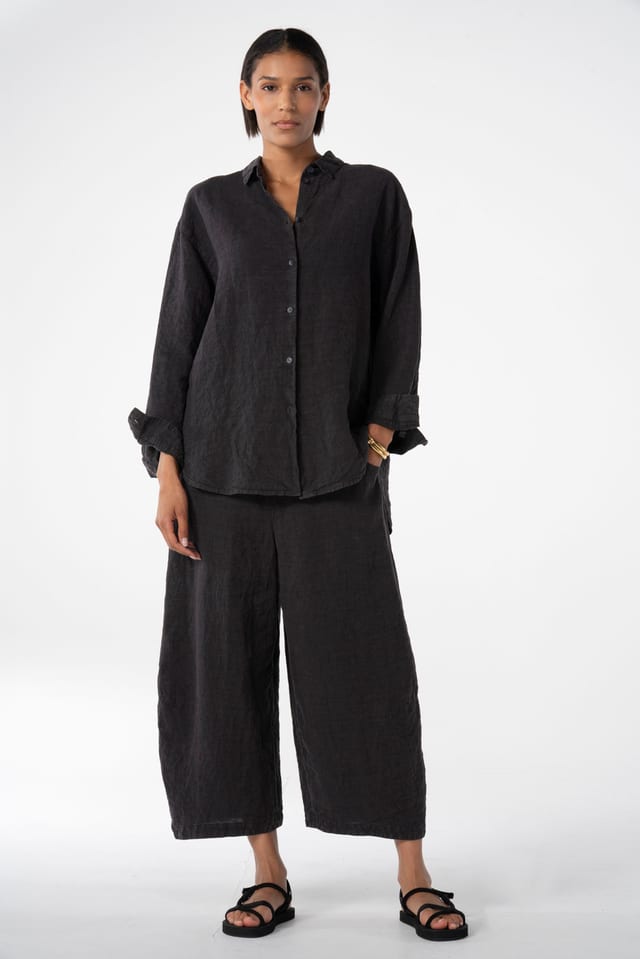 Trousers 622 - Linen fine stripes - 480SHALE - 10260110512