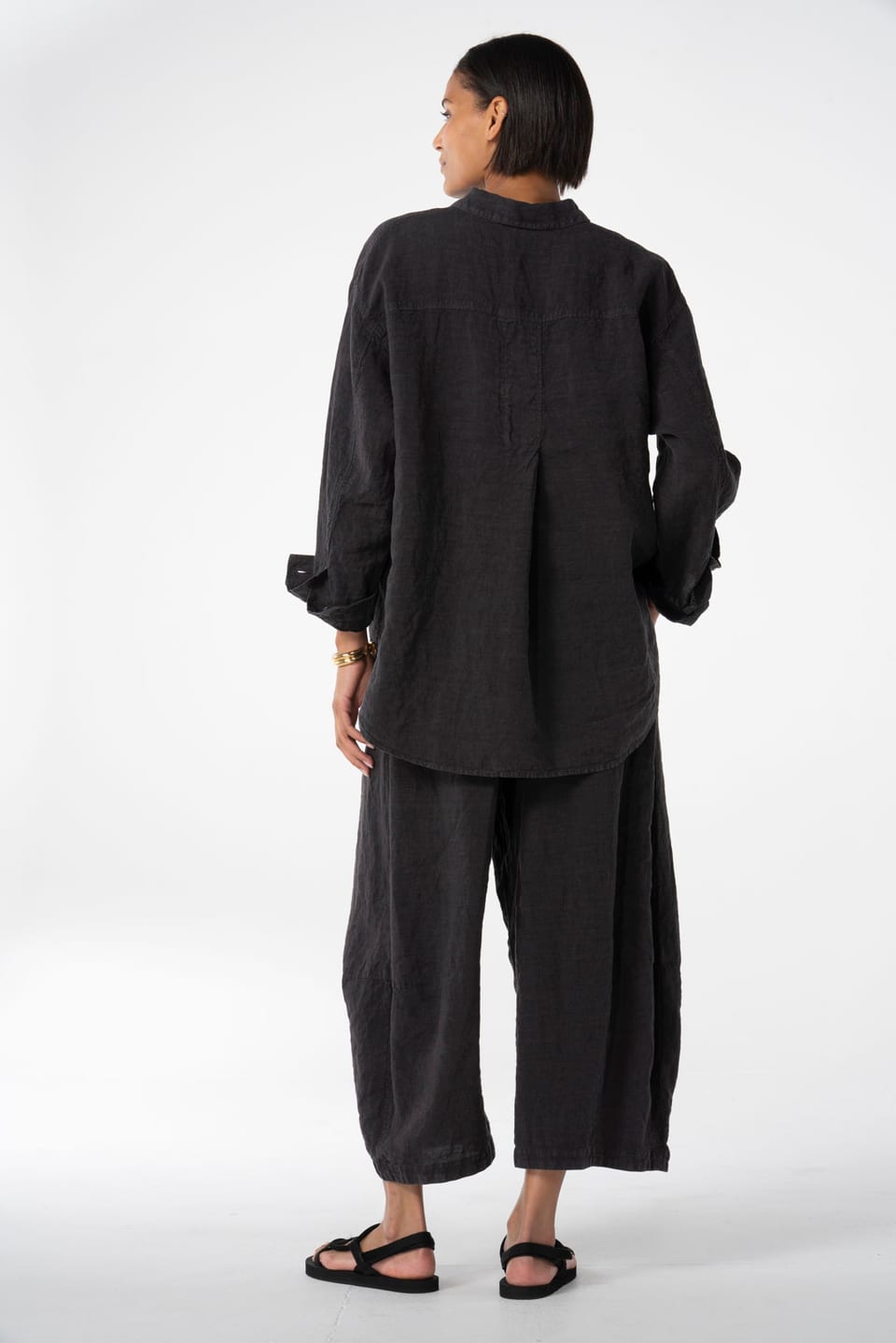 Trousers 622 - Linen fine stripes - 480SHALE - 10260110512
