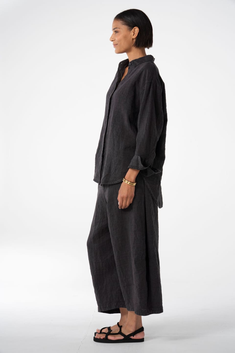 Trousers 622 - Linen fine stripes - 480SHALE - 10260110512