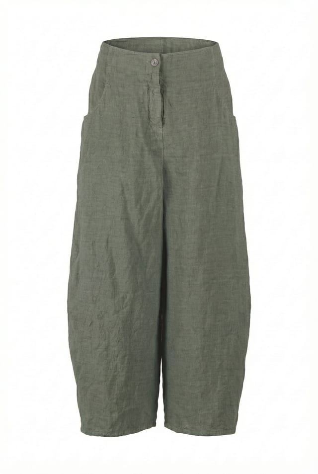 Hose 622 - Leinen mit feinen Streifen - 650ALOE - 10260110512