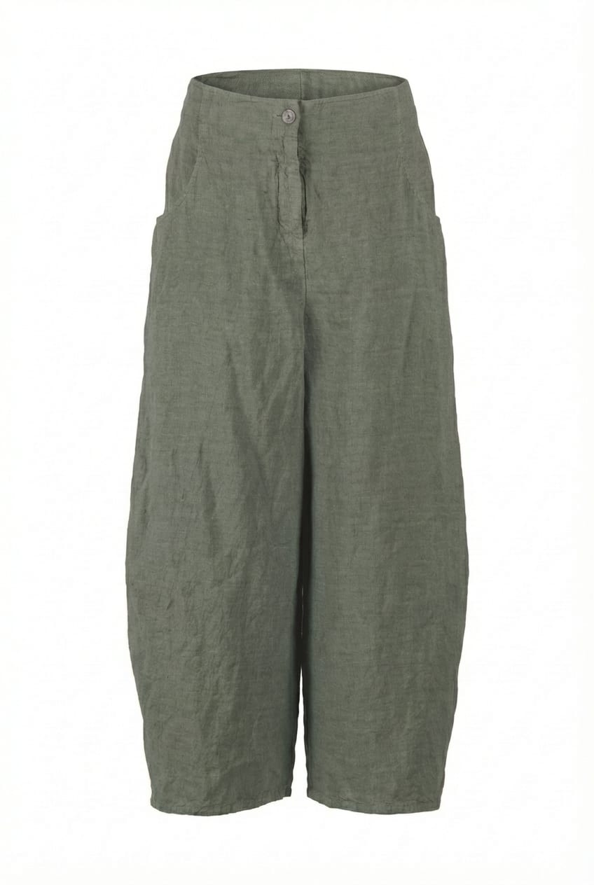 Trousers 622 - Linen fine stripes - 650ALOE - 10260110512