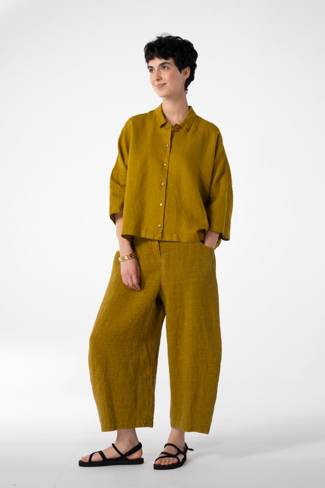 Trousers 622 - Linen fine stripes - 750NUGGET - 10260110512