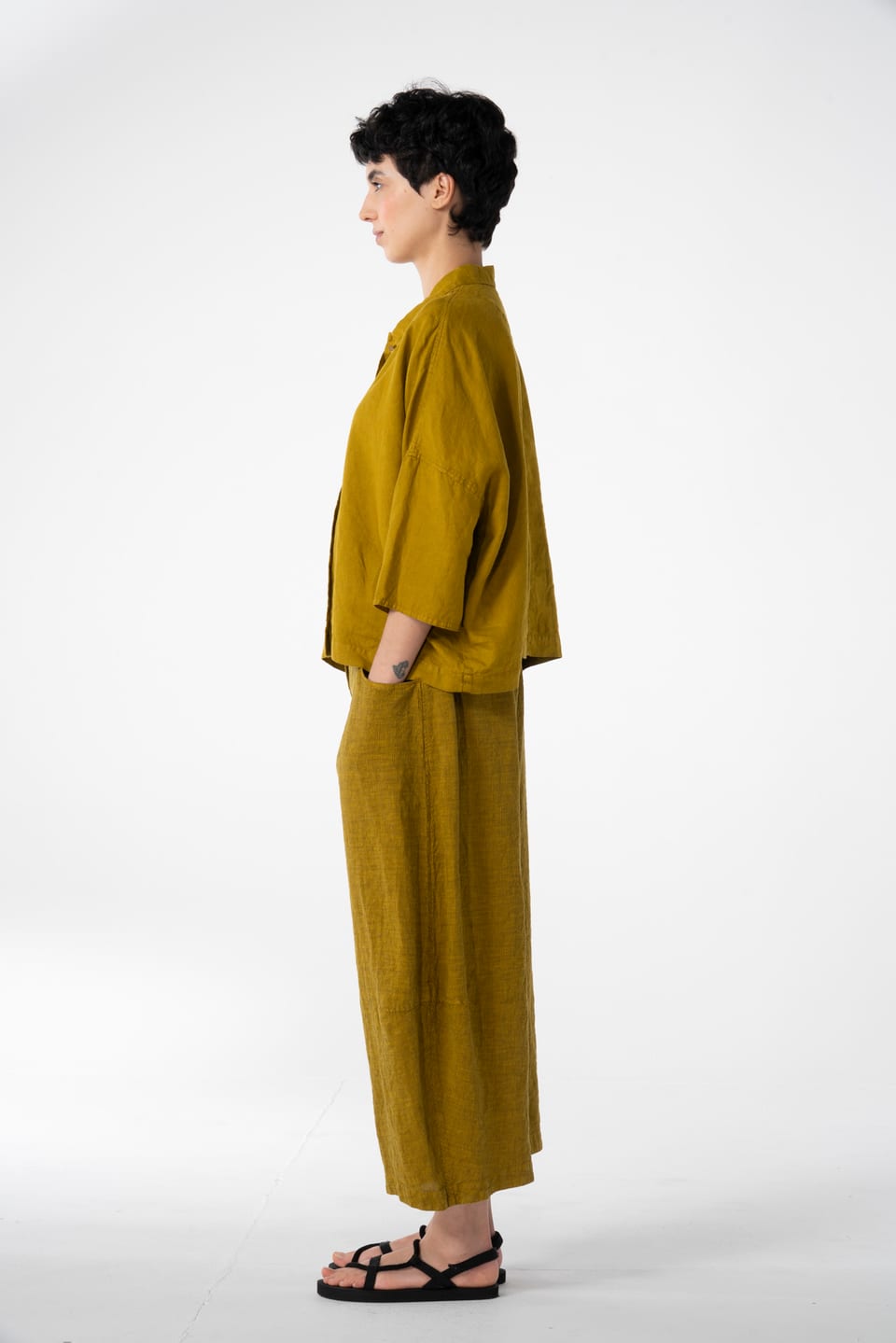 Trousers 622 - Linen fine stripes - 750NUGGET - 10260110512