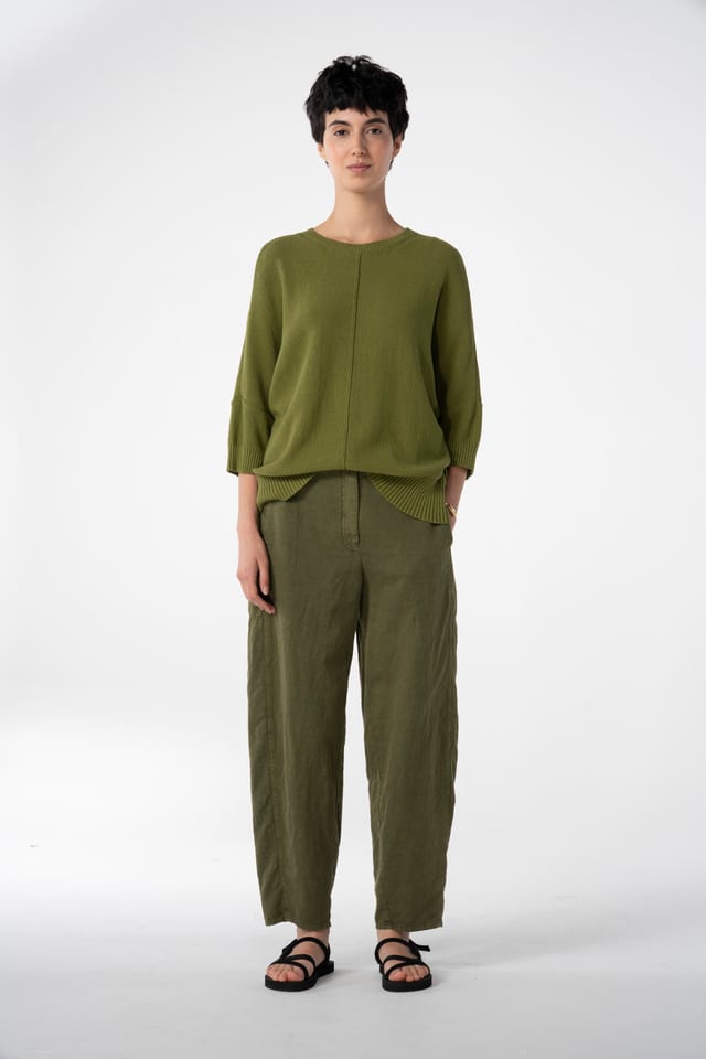 Trousers 629 - Lyocell linen cotton twill - 772CACTUS - 10260110519