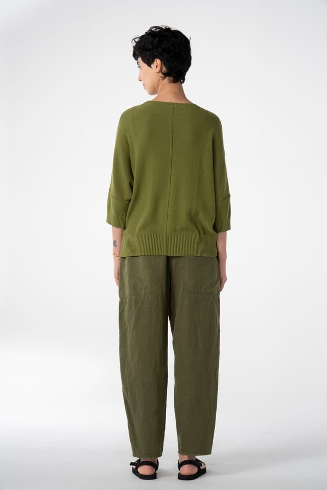 Trousers 629 - Lyocell linen cotton twill - 772CACTUS - 10260110519